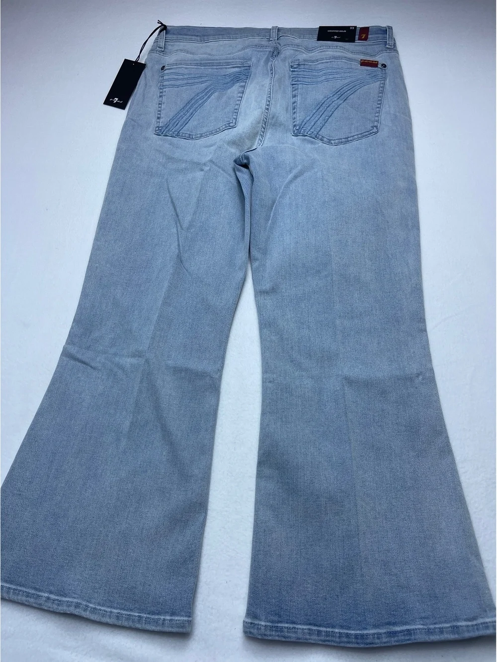 -N0055- 7 For All Mankind Light Blue Flared Denim Jeans Size 33